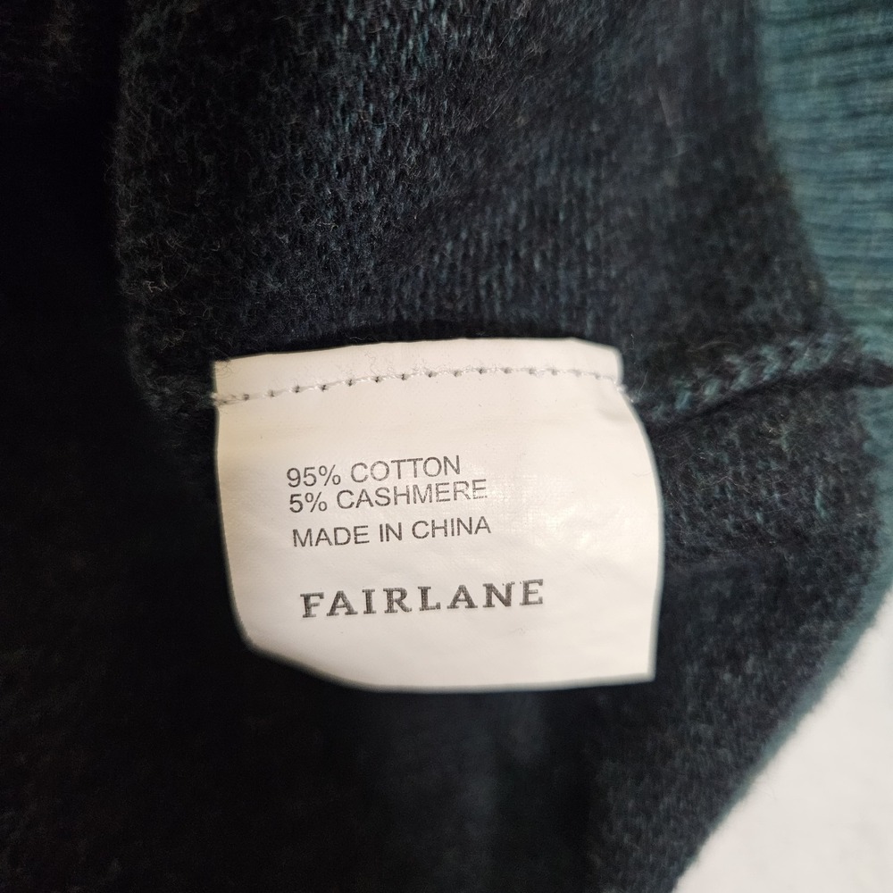 Fairlane Men's XL 1/4 Zip Sweater Cashmere Blend Green Colorblock Soft Pullover - Picture 4 of 8